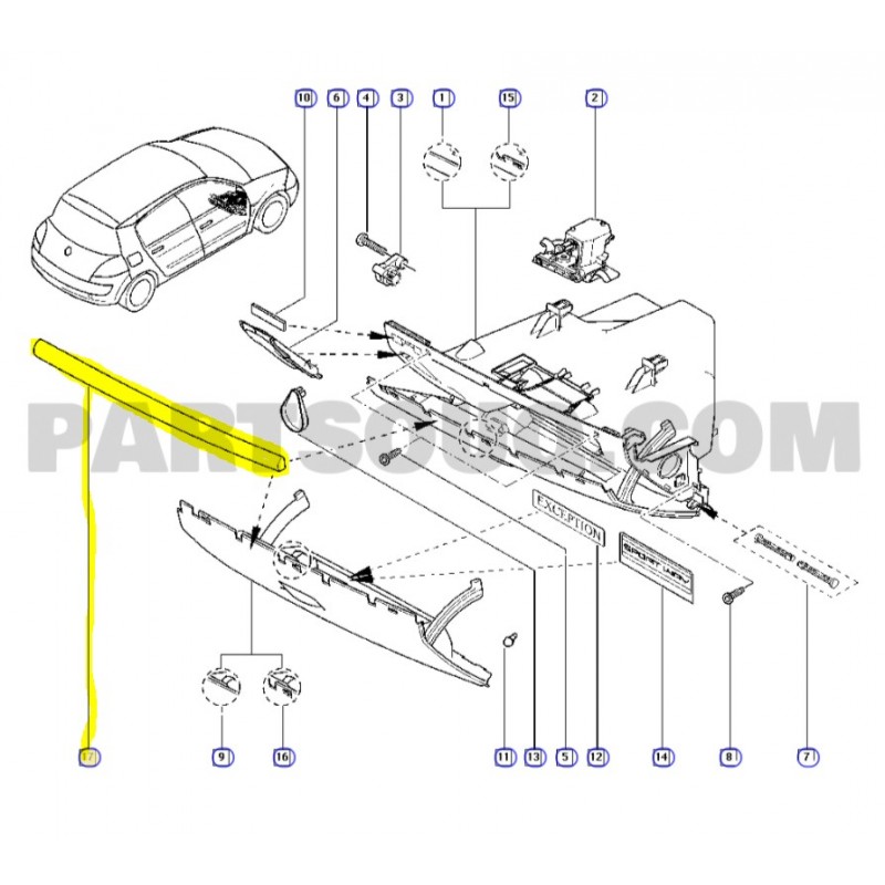 7701063989 MEGANE 2 II TORPIDO KAPAK ÇITASI