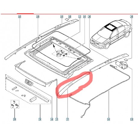 7701055545 MEGANE 2 II SOL ÖN TAVAN AÇILIR ÇITASI MAIS