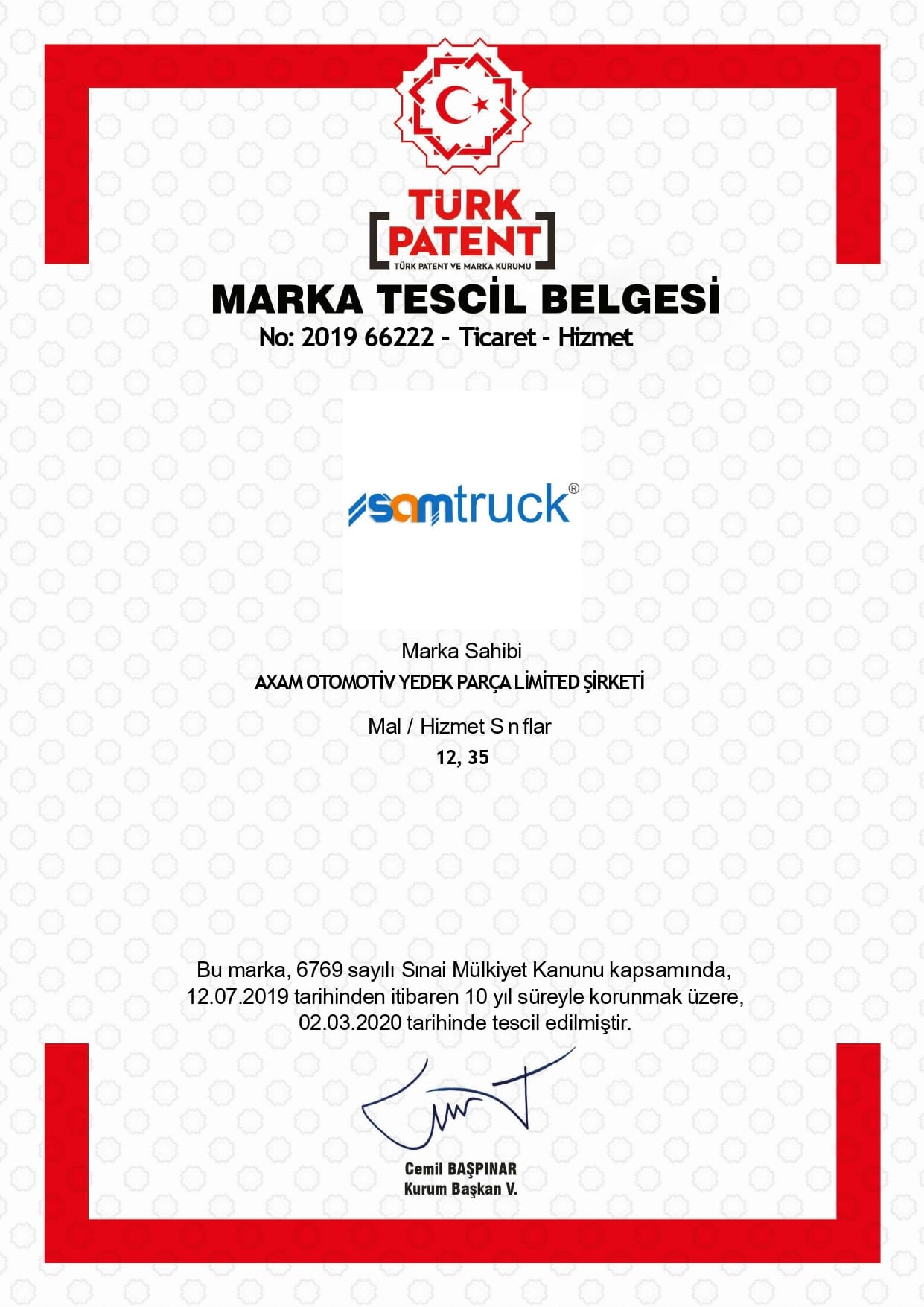 Marka Tescil Belgesi