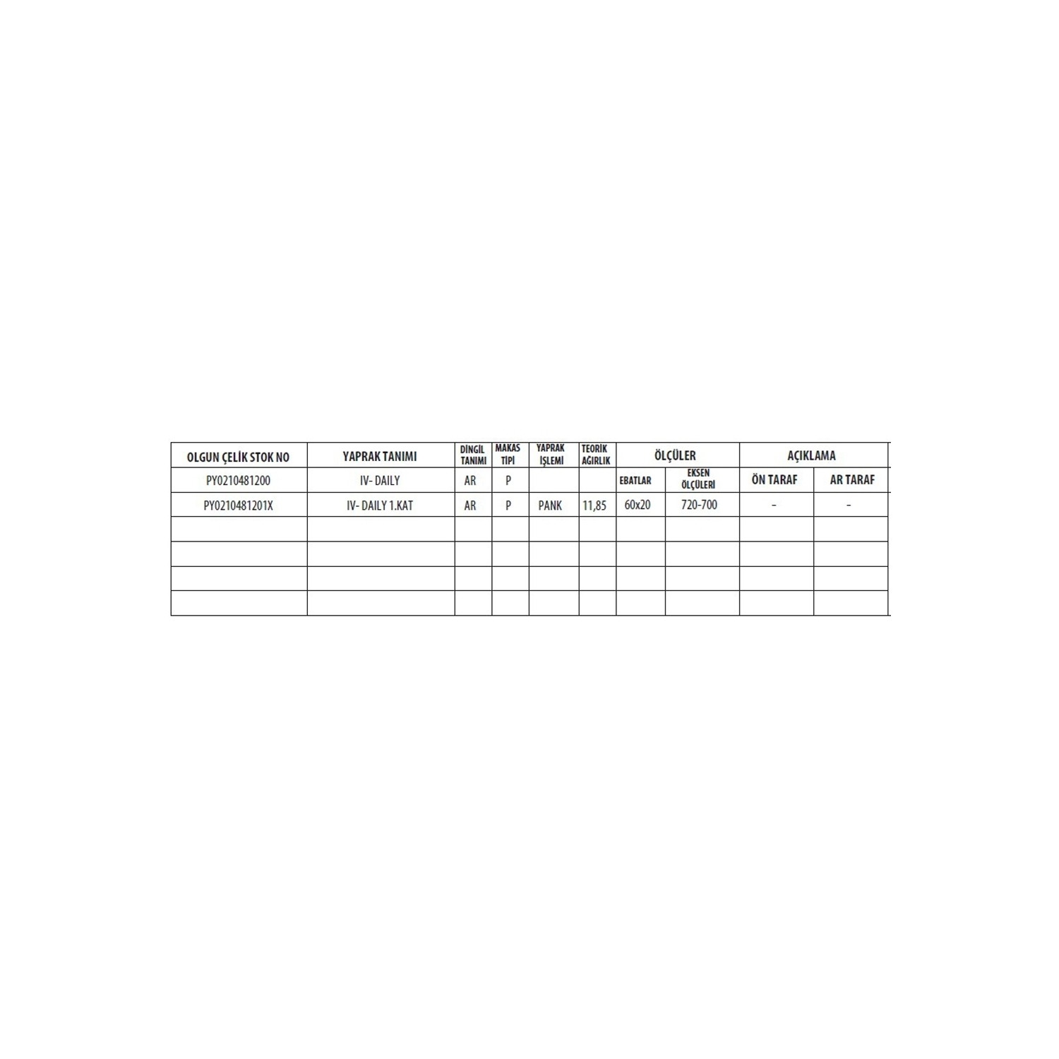 Iveco Daily Parabolic Rear Complete Leaf Spring